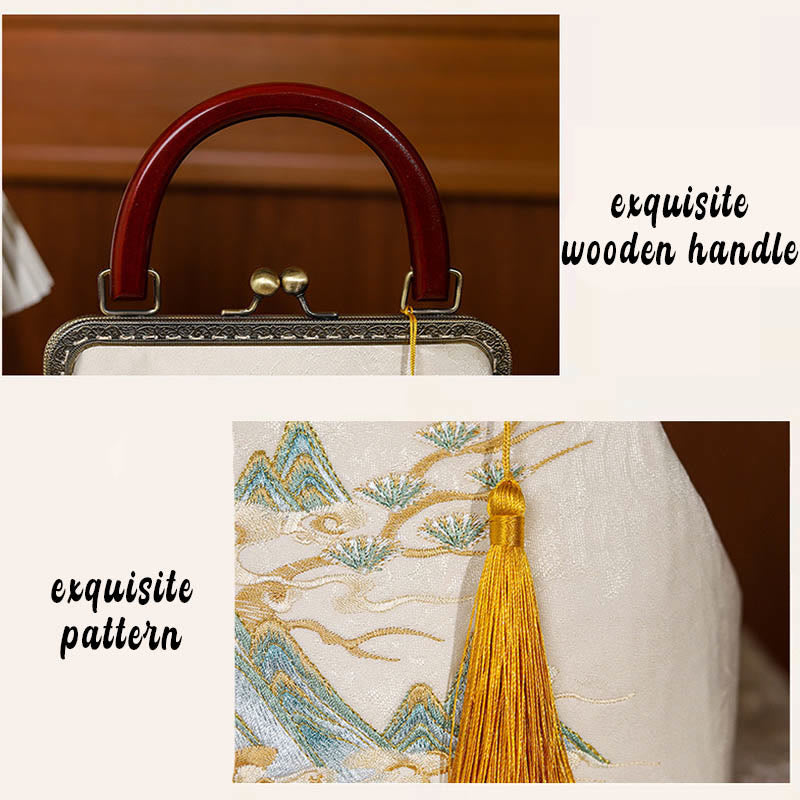 Buddha Stones Landscape Painting Jacquard Handbag Crossbody Bag Crossbody Bag&Handbags BS 5