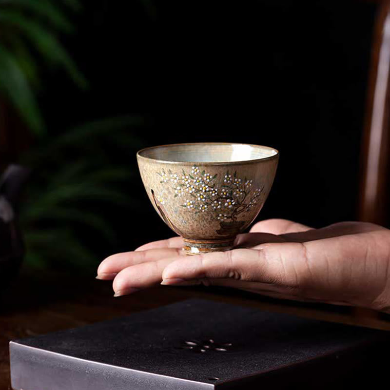Buddha Stones Jingdezhen Hand Painted Ru Kiln Porcelain Hanfu Girl Flower Ceramic Teacup Kung Fu Tea Cups Cup BS 7