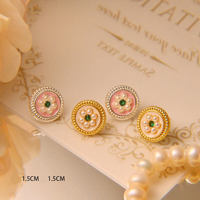 Buddha Stones Enamel Flower Luck Earrings Earrings BS main