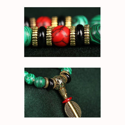 Buddha Stones Tibetan 108 Mala Malachite Beads Bracelet Necklace Bracelet BS 9