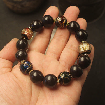 Buddha Stones Western Soapberry Incense Ash Liuli Glass Bead Wealth Bracelet Bracelet BS 3