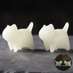 Buddha Stones 2Pcs Mini Cute Cat Glowstone Luminous Lucky Cat Energy Decoration Decorations BS 4.4*3.5*2.3cm(2Pcs Cat)