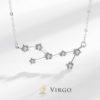 Collar Foviel de plata de ley 925 con las 12 constelaciones del zodiaco