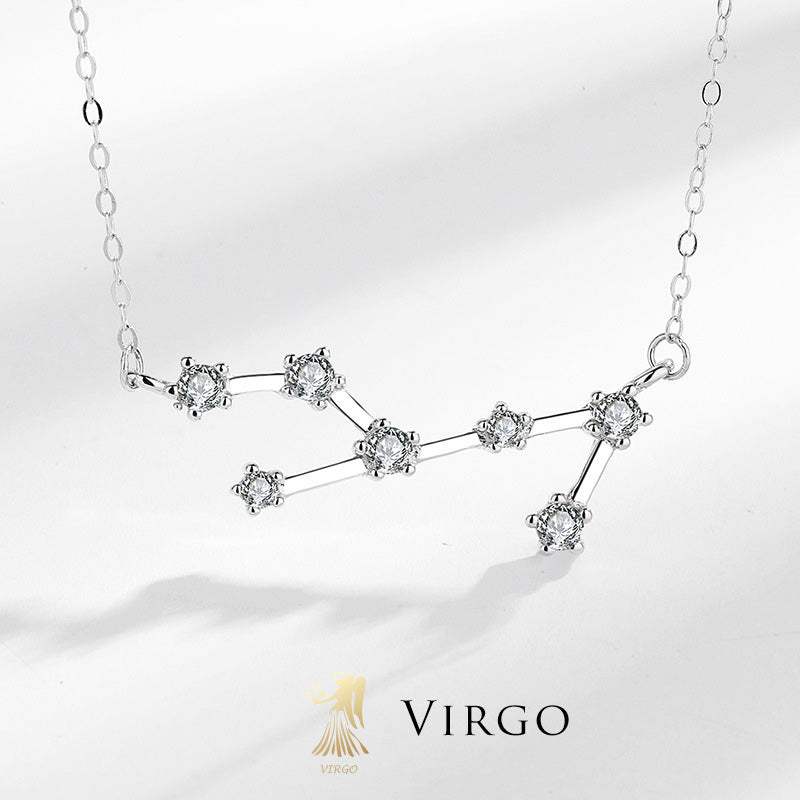 Collar Foviel de plata de ley 925 con las 12 constelaciones del zodiaco