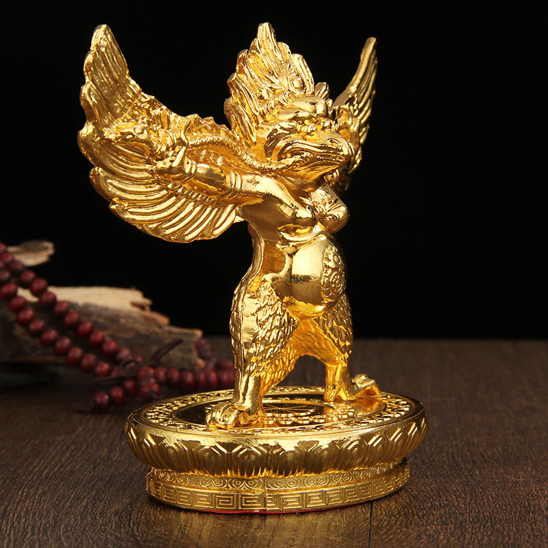 Buddha Stones Tibetan Gold Garuda Bird Alloy Protection Home Decoration Decorations BS 4