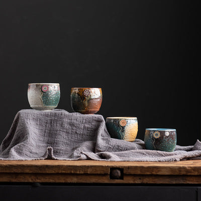 Buddha Stones Sunflower Kiln Change Ceramic Coffee Mug Tea Latte Espresso Coffee Cup 250ml Coffee Mug BS 17