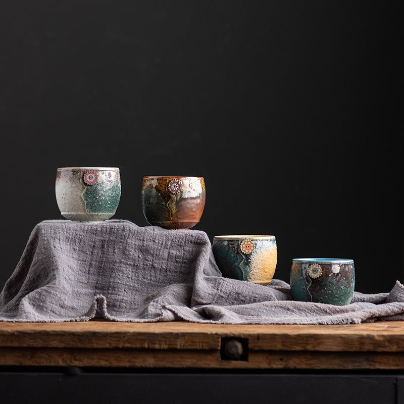Buddha Stones Sunflower Kiln Change Ceramic Coffee Mug Tea Latte Espresso Coffee Cup 250ml Coffee Mug BS 17