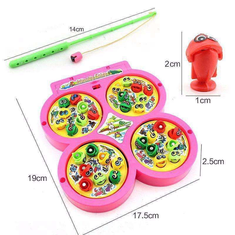 Fidtoy Magnetic Rotating Fishing Game for Kids 4 Players Musical Fish Catching Toy Age 3+