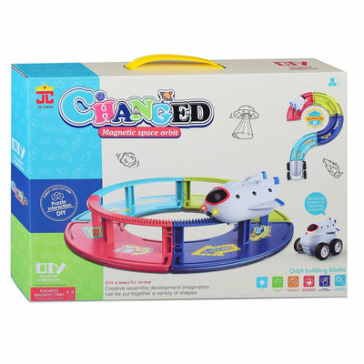 Fidtoy Space Magnetic Track Puzzle Orbit for Kids STEM Learning Maze Building Toy Interactive Ball Run Educational Puzzle Set Age 2-6
