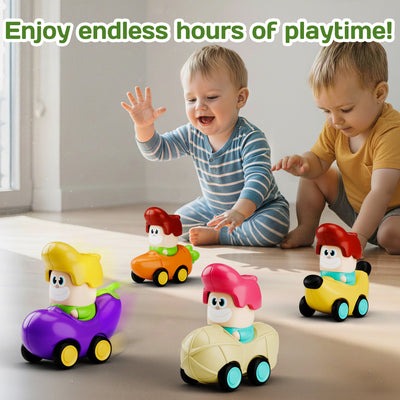 Fidtoy 6PCS Press to Go Car Toys for Toddlers
