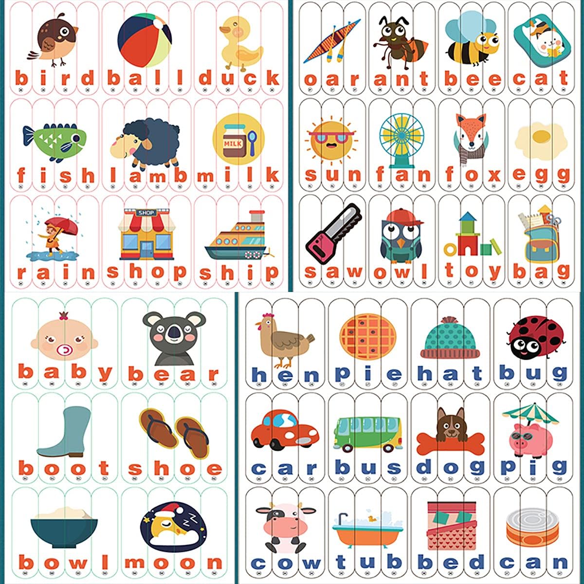 Fidtoy Jeu de Mots en Bois pour Enfants de 2 à 6 Ans, Puzzle de Mots, Alphabet, Jeu d'Association