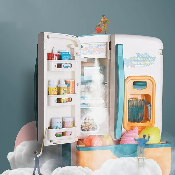 Fidtoy Mini Fridge Refrigerator Pretend Play Toy for Kids Kitchen Role Play Learning Set