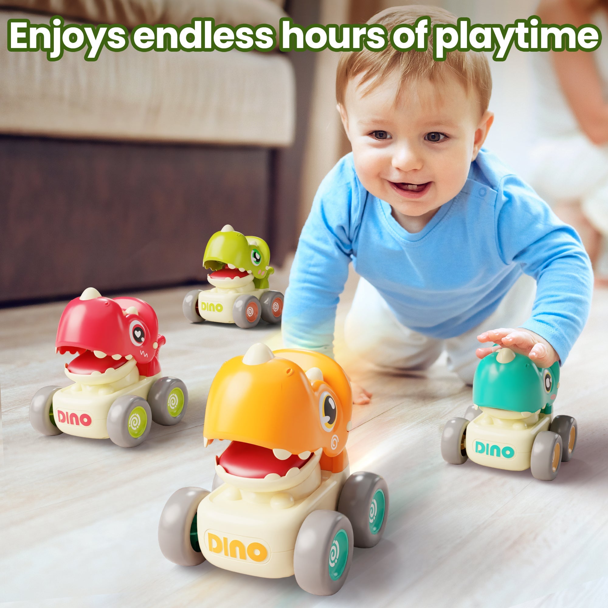 Fidtoy Juguete de Coche de Dinosaurio a Presión con Silbato para Niños Pequeños