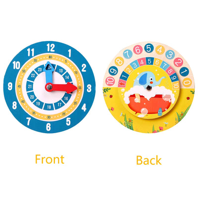 Fidtoy Wooden Montessori Double Sided Time Learning Math Clock for Kids Ages 3+