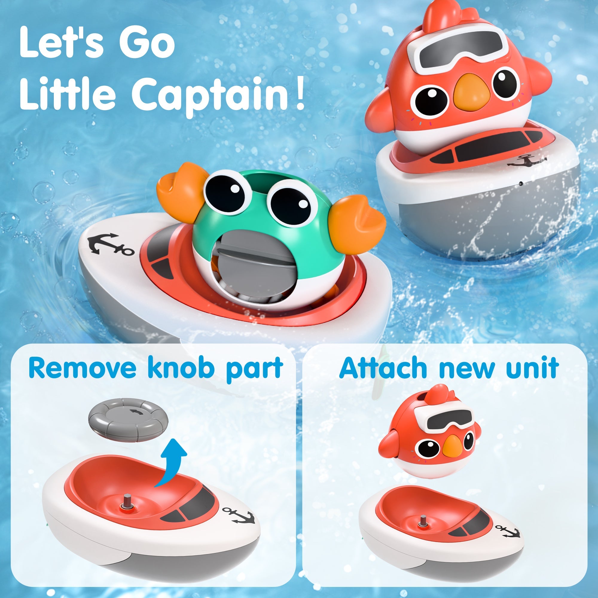 Fidtoy Juego de juguetes de baño de 5 piezas para bebés y niños pequeños