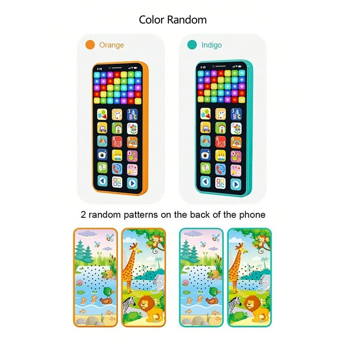 Fidtoy Rechargeable Baby Y-Phone Toy for Kids LED Light Learning Phone with Music Games Numbers Letters Colors