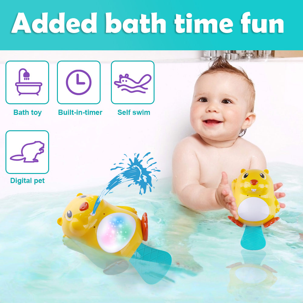 Fidtoy Beaver Bath Toy with Water Spray and Lights