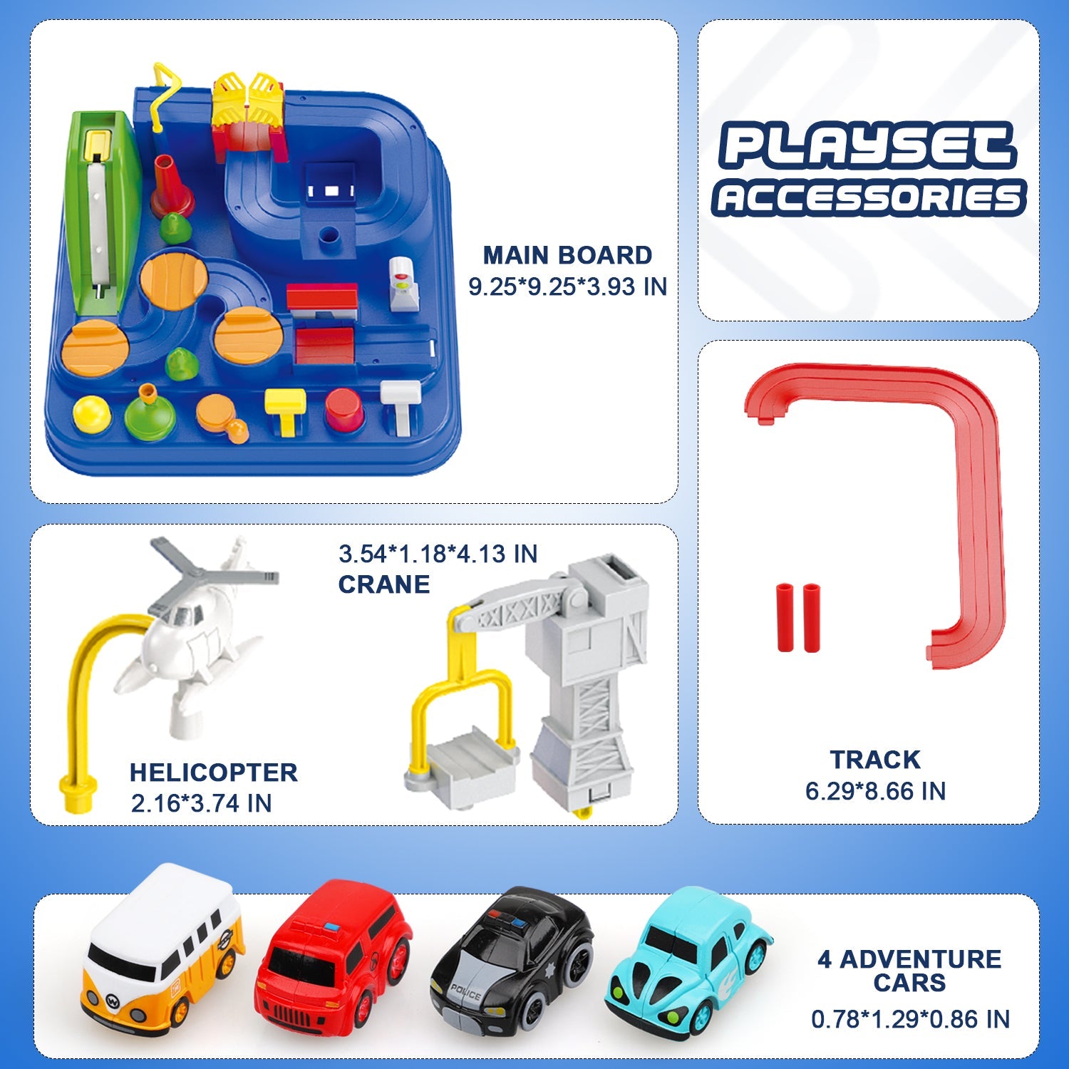 Fidtoy Piste d'Aventure pour Voitures avec 4 Mini-Voitures pour Enfants