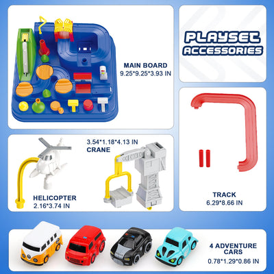 Fidtoy Piste d'Aventure pour Voitures avec 4 Mini-Voitures pour Enfants