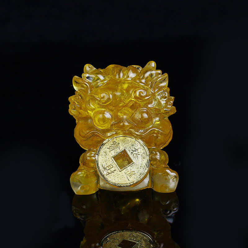 Buddha Stones Handmade Cute PiXiu Gold Coin Crystal Fengshui Energy Wealth Fortune Home Decoration Decorations BS 1