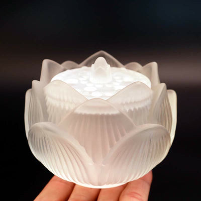 Buddha Stones Lotus Liuli Crystal Healing Meditation Incense Burner Incense Burner BS Small White Lotus 10.5*8.3cm