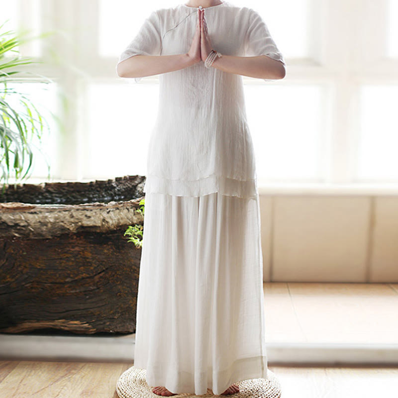 Buddha Stones Vintage Yoga Zen Prayer Spiritual Meditation Practice Plain Color Clothing Women's Set - image 2