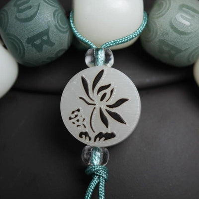 Buddha Stones White Bodhi Six True Words Protection Bracelet Bracelet BS 7