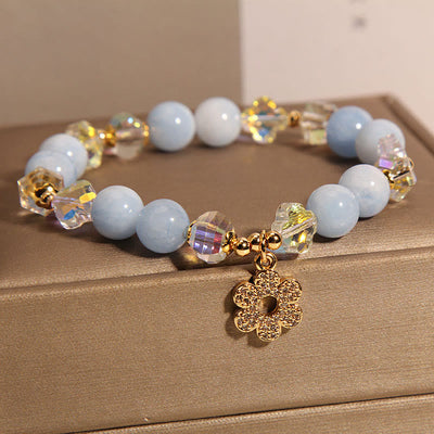 Buddha Stones Natural Aquamarine Flower Healing Crystal Bracelet Bracelet BS 2