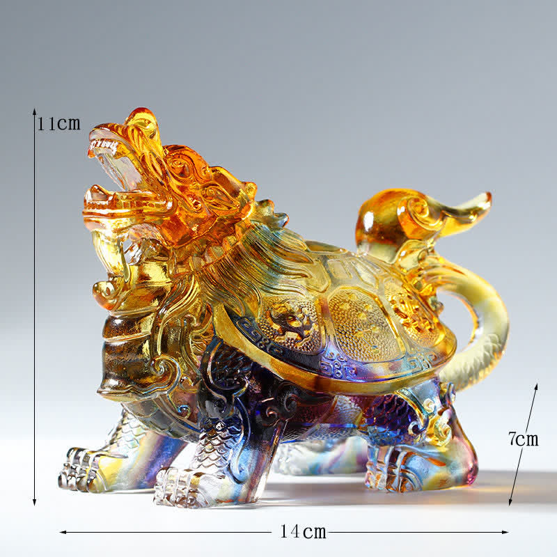 Buddha Stones Feng Shui Dragon Turtle Handmade Liuli Crystal Art Piece Home Office Decoration Decorations BS Colorful Small