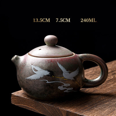Buddha Stones White Crane Cloud Chinese Gongfu Tea Ceramic Kung Fu Teapot Teapot BS 2