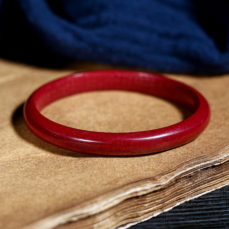 Buddha Stones Cinnabar Heart Sutra Engraving Blessing Bangle Bracelet Bracelet BS 3