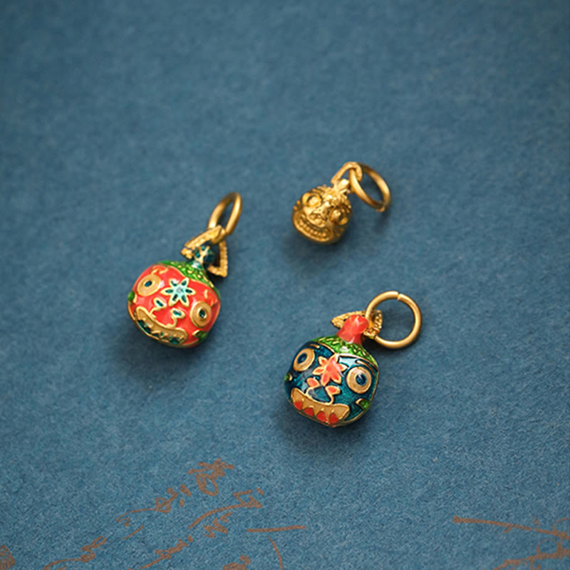 Buddha Stones Gold Swallowing Beast Family Luck Key Chain Key Chain BS 8