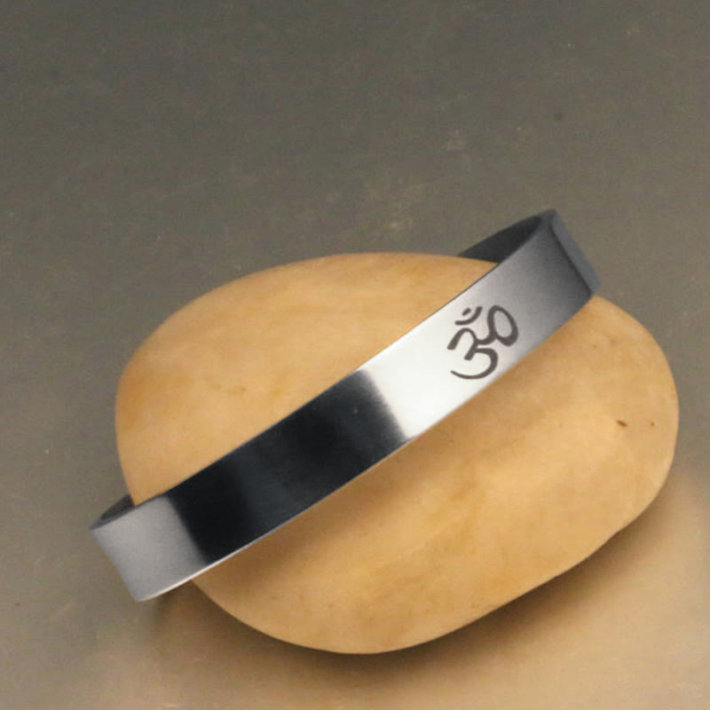 Buddha Stones Tibetan OM Symbol Mindfulness Cuff Bracelet Bangle Bracelet Bangle BS 2