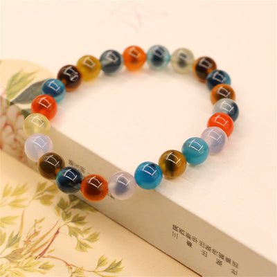Buddha Stones Colorful Candy Agate Healing Strength Bead Bracelet Bracelet BS 5