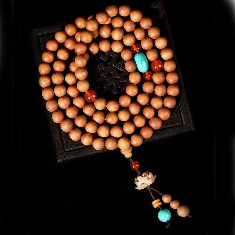 Buddha Stones Tibetan Sandalwood Lotus Enlightenment Charm Mala Bracelet Mala Bracelet BS 2
