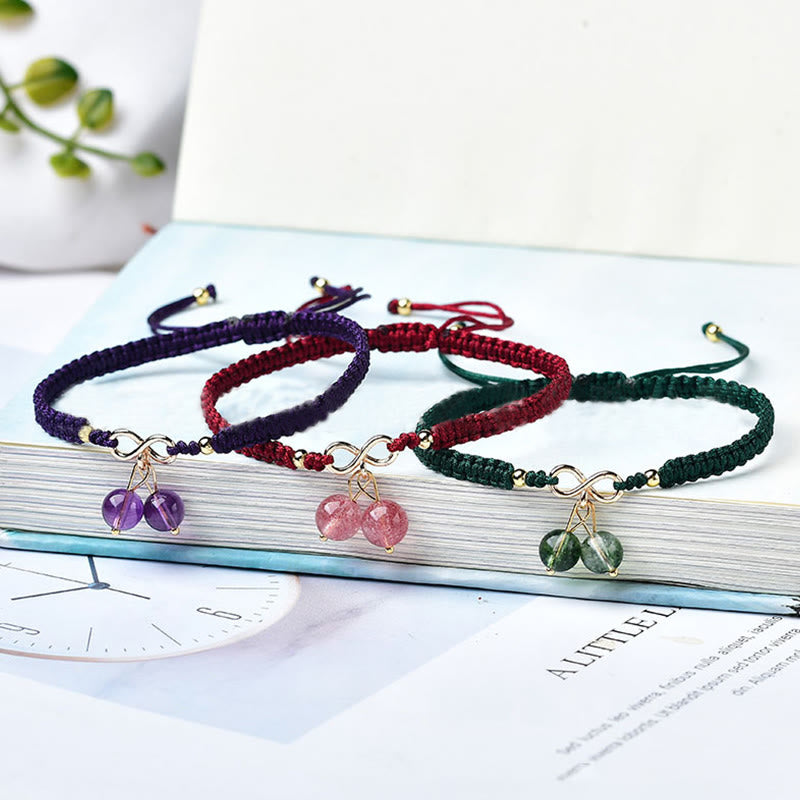 Buddha Stones Natural Strawberry Quartz Amethyst Green Phantom Bead Positive Bracelet Bracelet BS 2