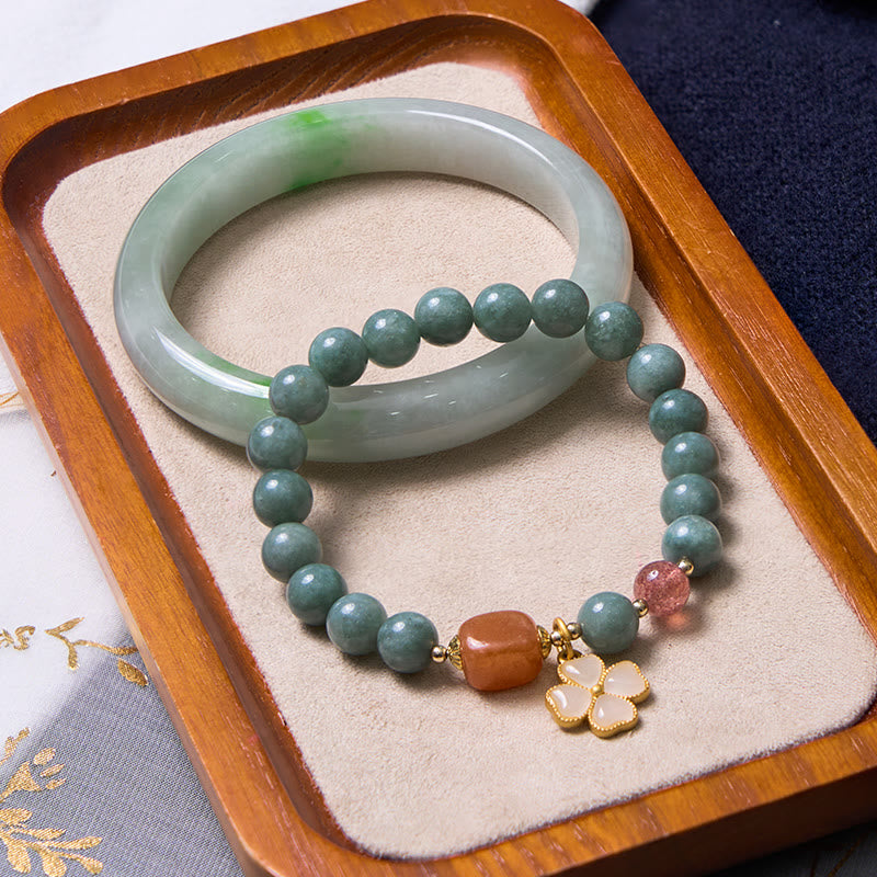 Foviel Bring Good Luck Green Jade Bracelet Bangle Bundle