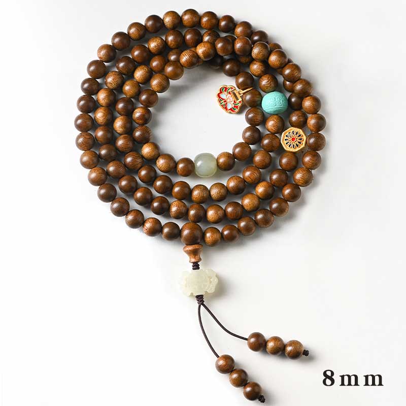 Buddha Stones Tibetan Rosewood Protection Calm Bracelet Mala Mala Bracelet BS 8mm*108 Rosewood