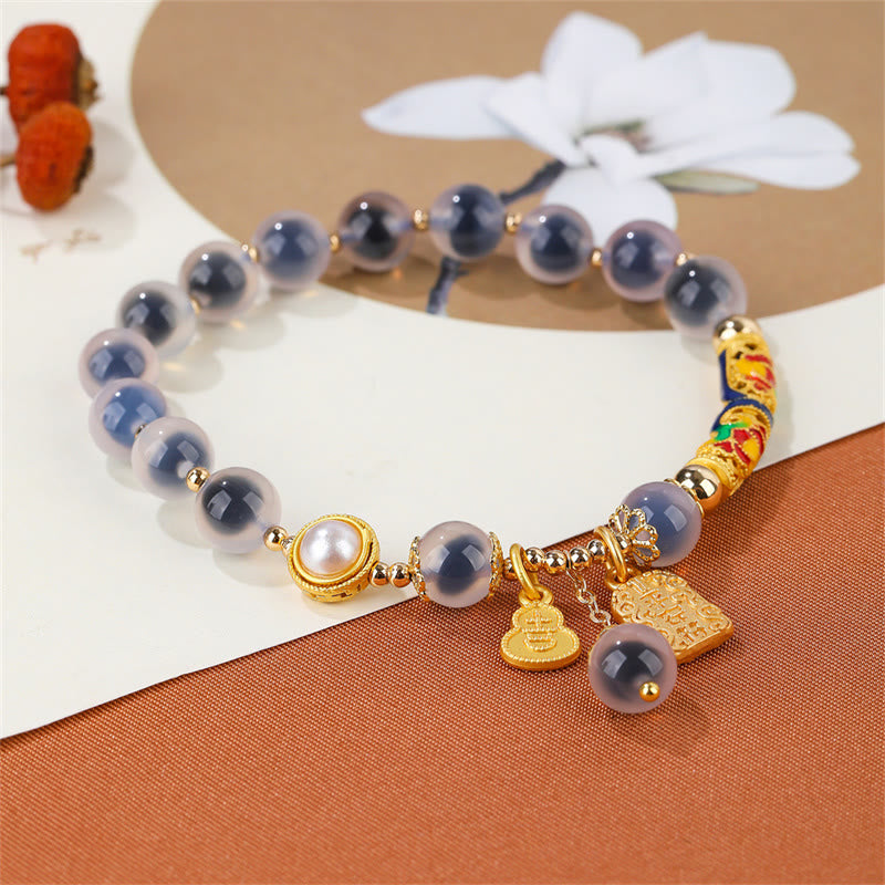 Buddha Stones Natural Blue Candy Agate Amulet Strength Bracelet Bracelet BS 4