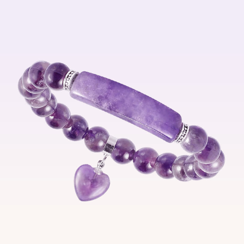 Foviel Natural Quartz Love Heart Healing Beads Bracelet