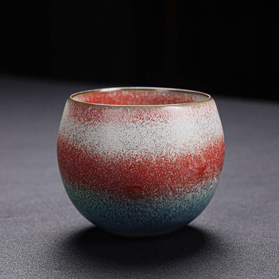 Buddha Stones Retro Red Gradient Kiln Change Ceramic Teacup Kung Fu Tea Cup Cup BS 7.2cm*6cm*140ml