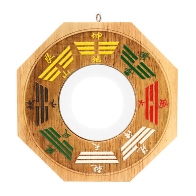 Buddha Stones Feng Shui Bagua Map Peach Wood Balance Energy Map Mirror Bagua Map BS Bagua Map Convex Mirror-15.5cm