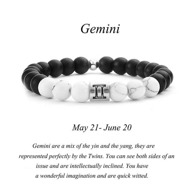 Buddha Stones 12 Constellations of the Zodiac Natural Frosted Stone White Turquoise Bead Fortune Bracelet Bracelet BS Gemini