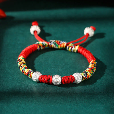 Foviel 925 Sterling Silver King Kong Knot Multicolored Red String Strength Handmade Braided Kids Child Bracelet
