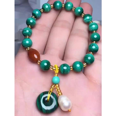 Buddha Stones Natural Malachite Red Agate Bead Protection Charm Bracelet Bracelet BS 4