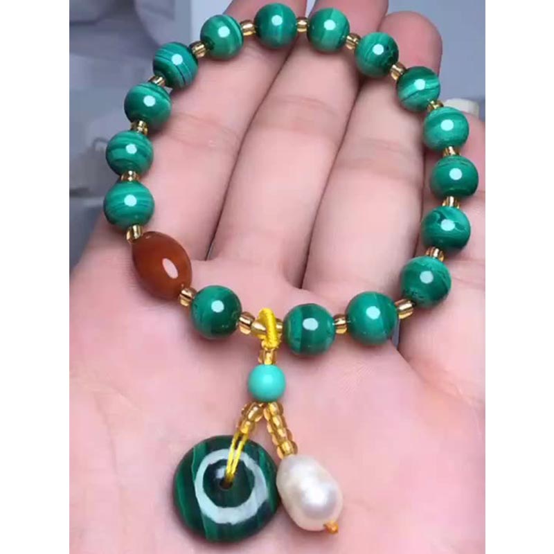 Buddha Stones Natural Malachite Red Agate Bead Protection Charm Bracelet Bracelet BS 4