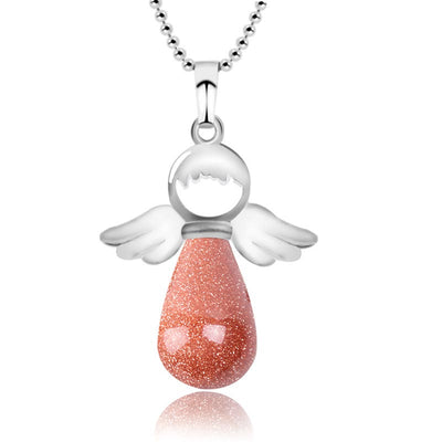 Buddha Stones Little Angel Wings Natural Crystal Luck Necklace Pendant - Brown Sand - image 12