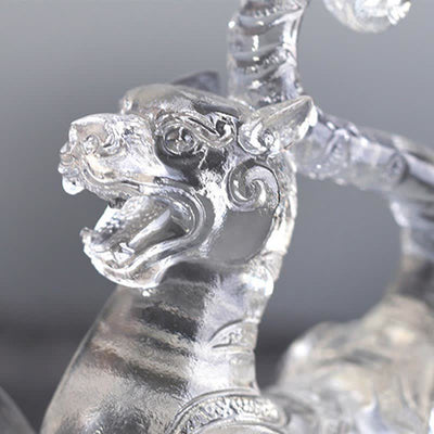 Buddha Stones Feng Shui Four Symbols Azure Dragon Handmade Liuli Crystal Art Piece Home Office Decoration Decorations BS 6
