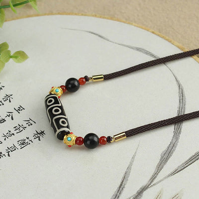 Buddha Stones Tibetan Nine-Eye Dzi Bead Protection Blessings String Necklace Pendant Necklaces & Pendants BS 7