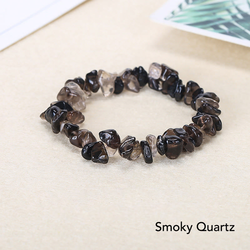 Natural Irregular Shape Crystal Stone Warmth Soothing Bracelet Bracelet BS Smoky Quartz